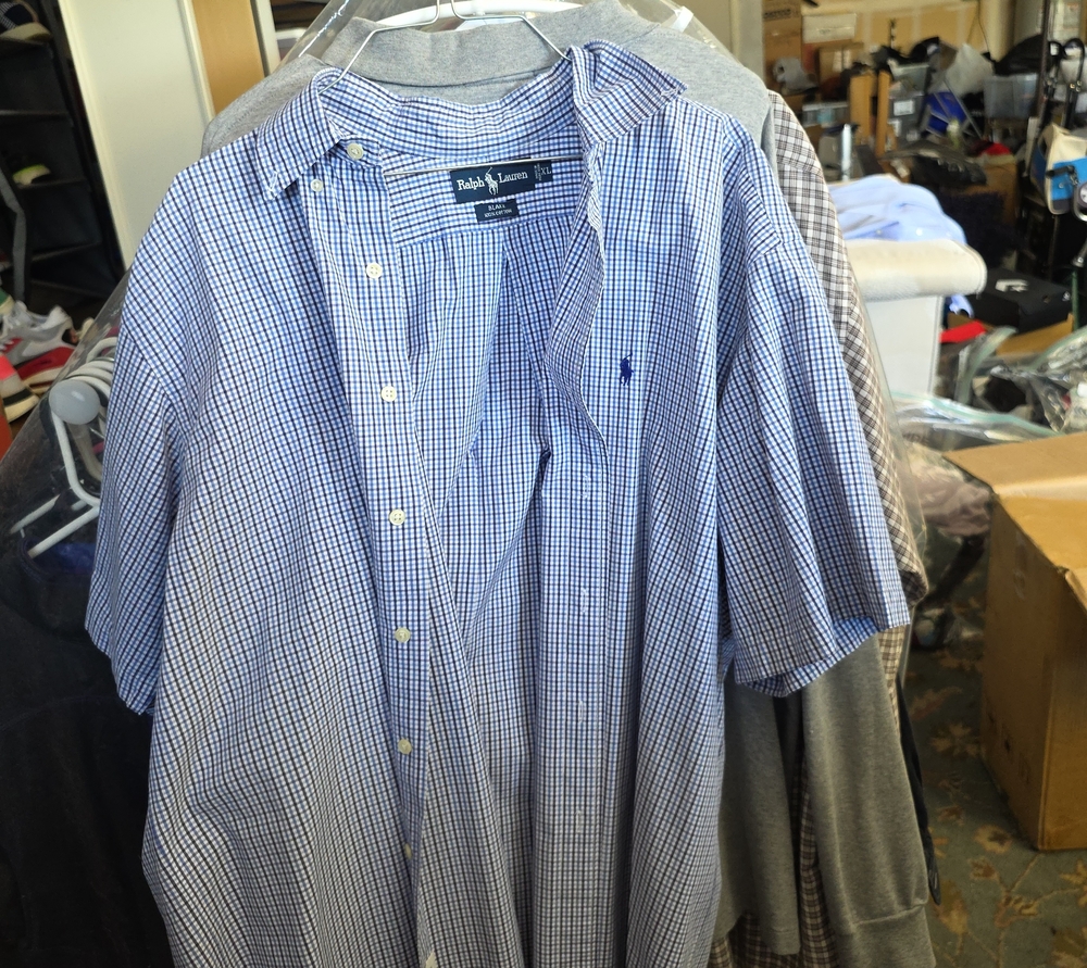 Ralph Lauren Blue and White Gingham Short-Sleeve Button-Down Shirt